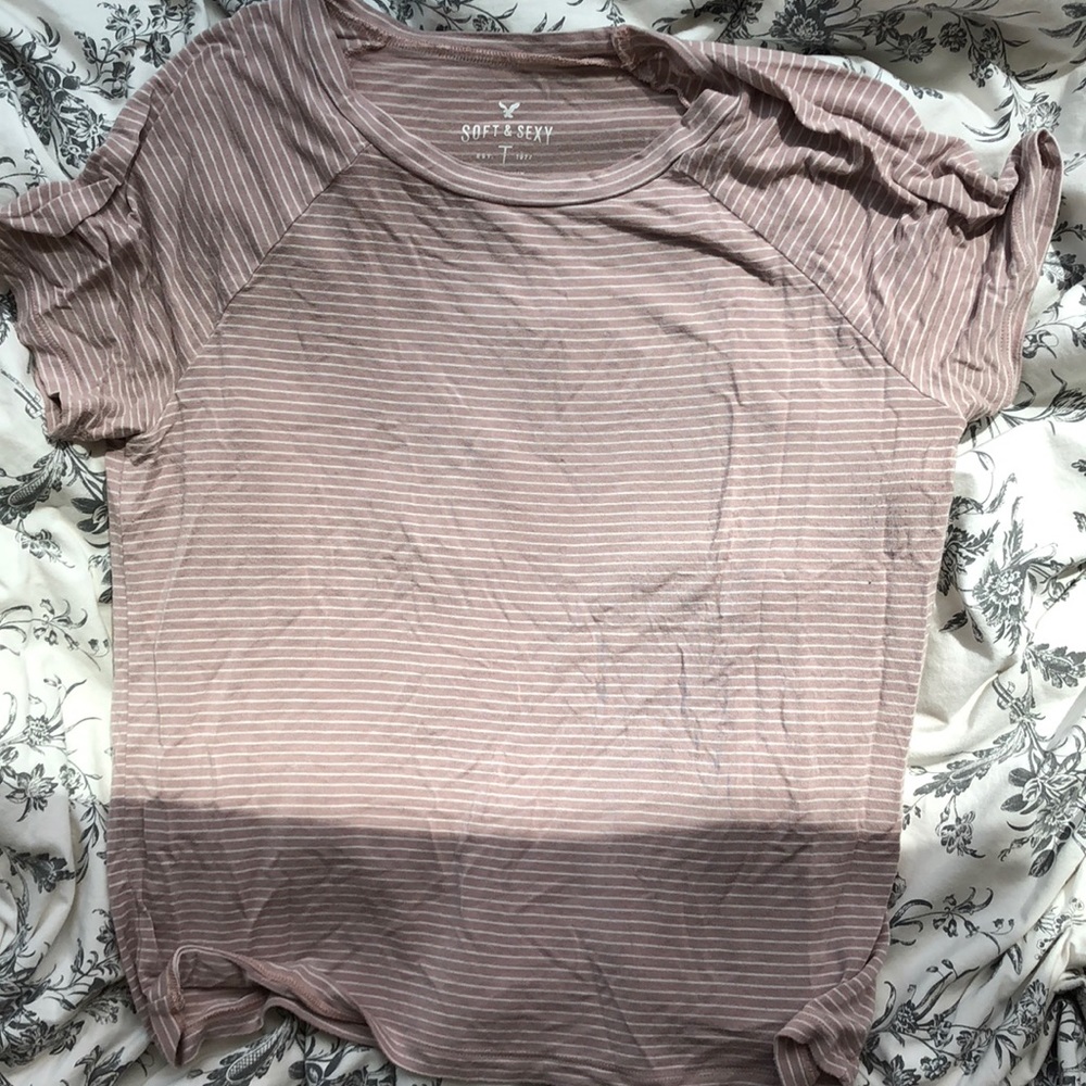 Soft and Sexy Pink Striped tee AEO